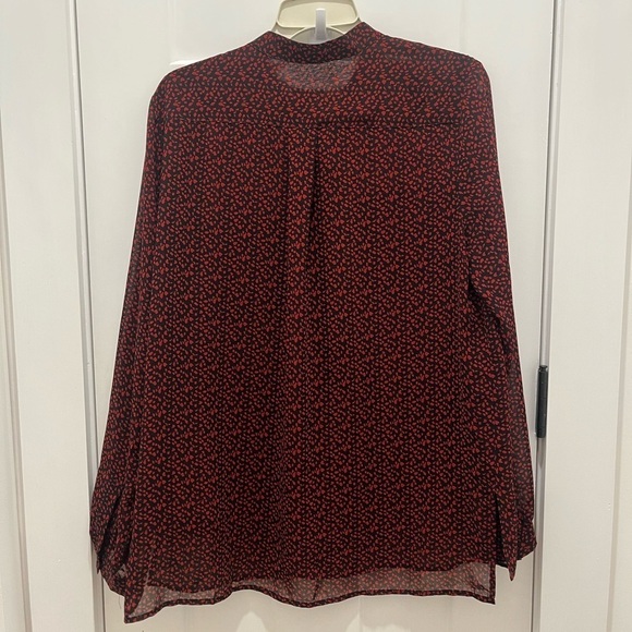 Talbots Women’s  Mock Neck Mesh Tunics Red and black Long Sleeves Size M - Picture 2 of 6